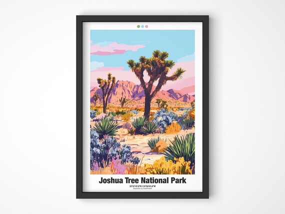 Joshua Tree National Park California Desert Sunset Bloom Travel Poster