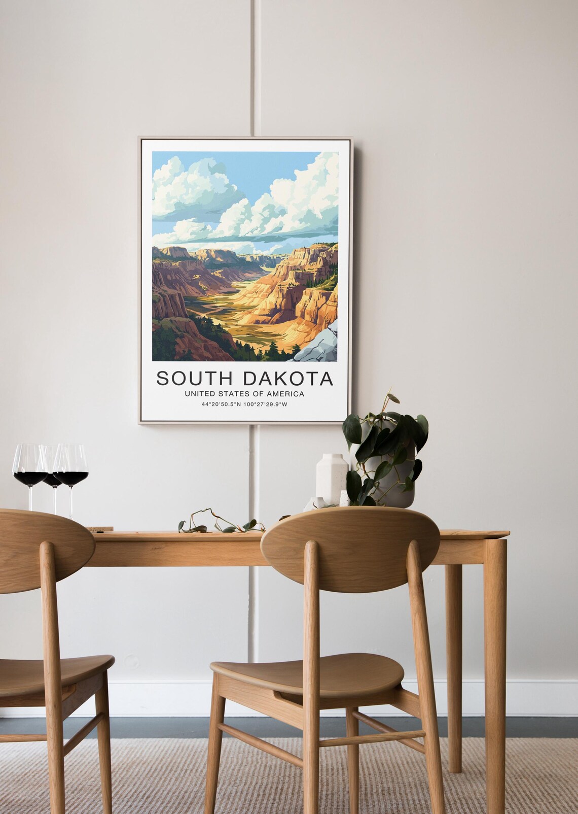 South Dakota USA Travel Poster Orange Canyon Buttes Prairie Sky Art - Image 3