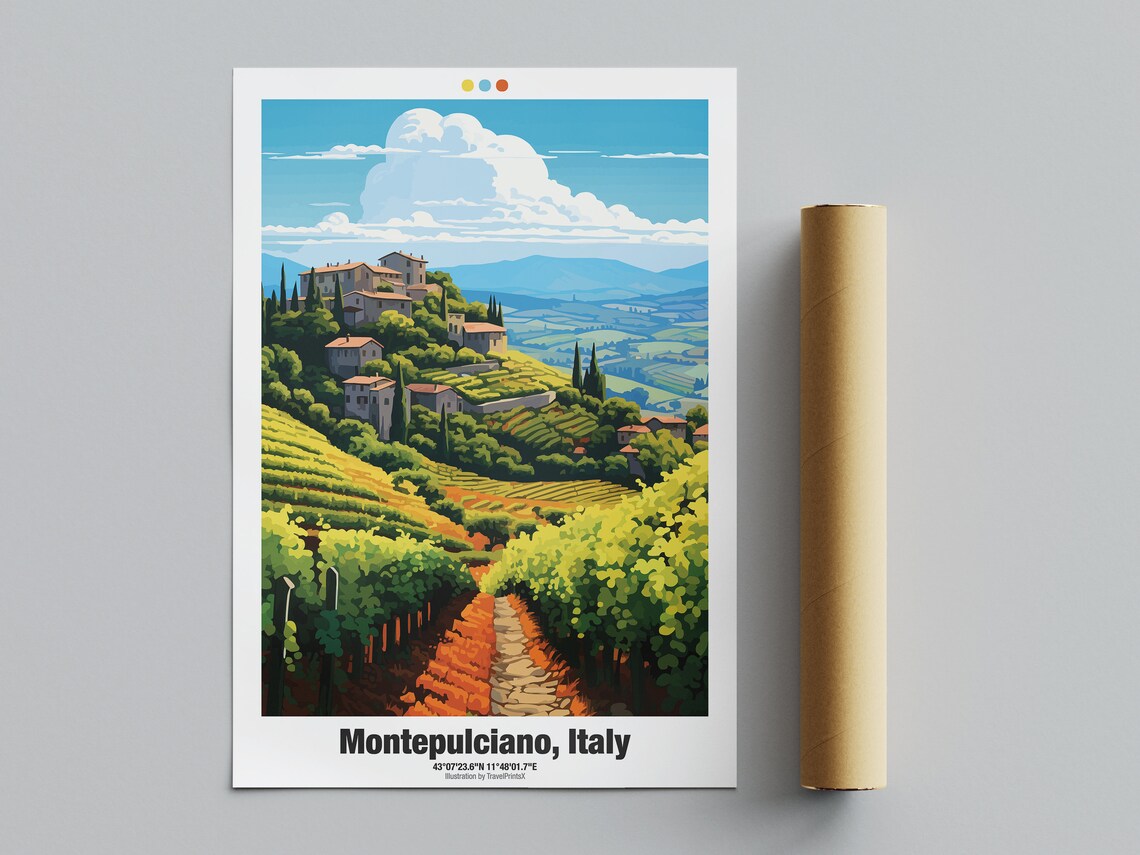 Montepulciano Italy Tuscan Vineyard Hill Town Countryside Travel Poster - Image 4