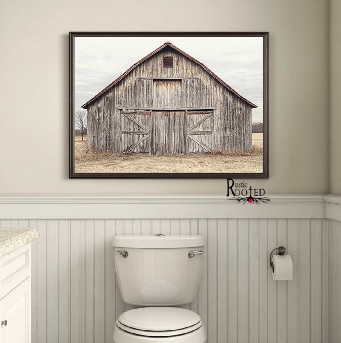 Front View Photo of a Weathered Gray Wooden Barn Wall Poster - Image 2