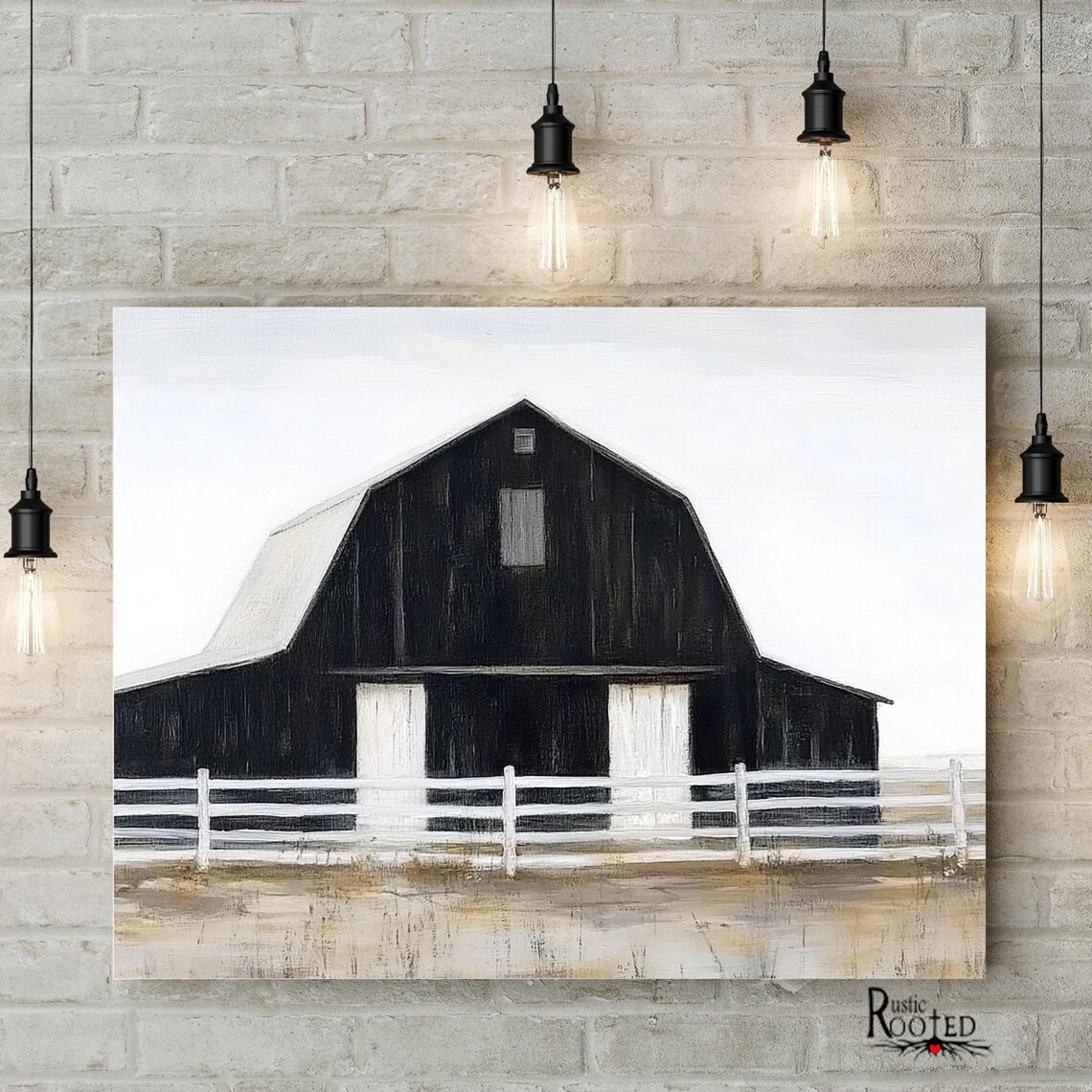 Rustic Black Barn Art Print, Modern Farmhouse - Image 2