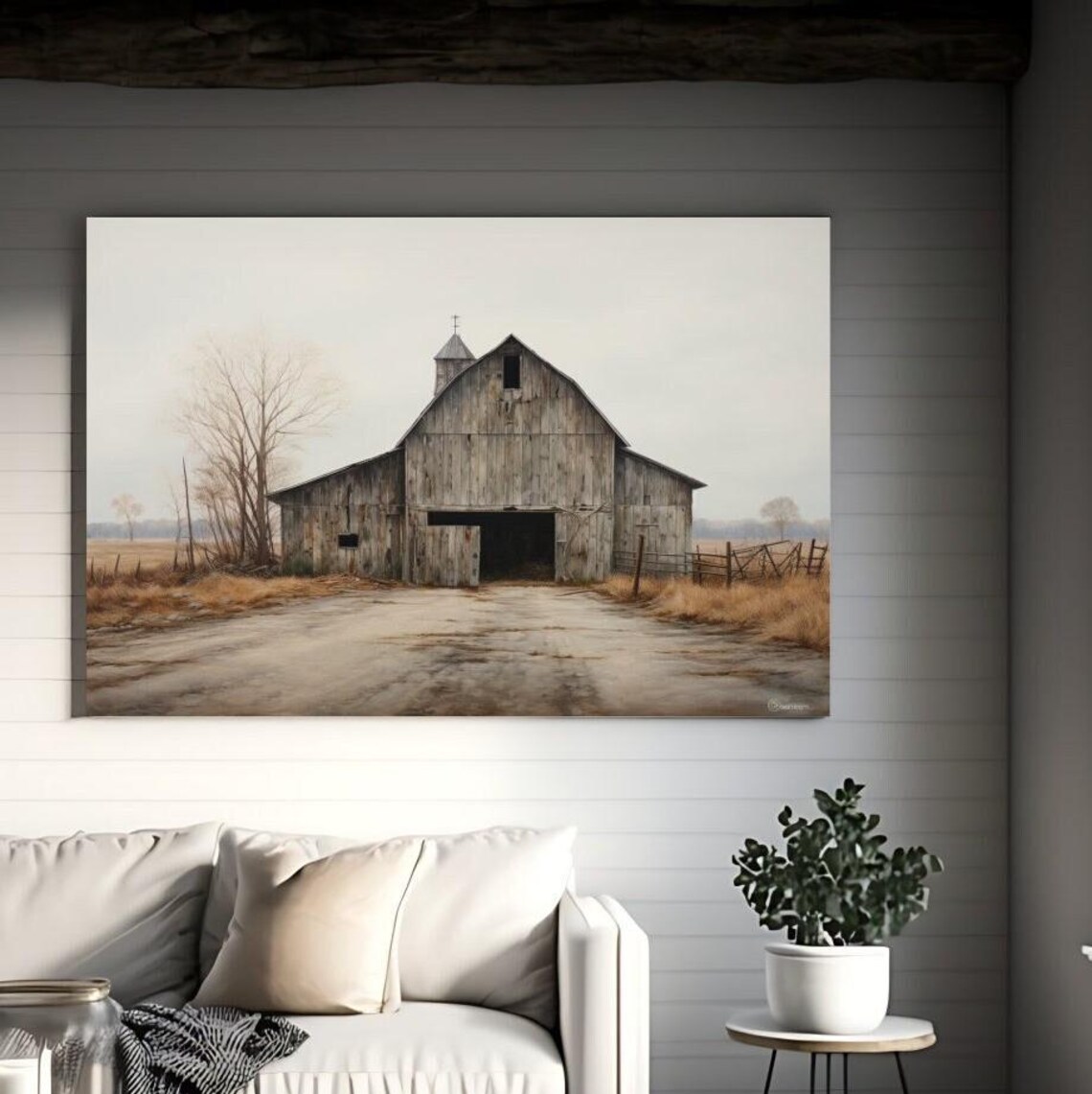 Old Rustic Weathered Barn, Modern Farmhouse Art Print