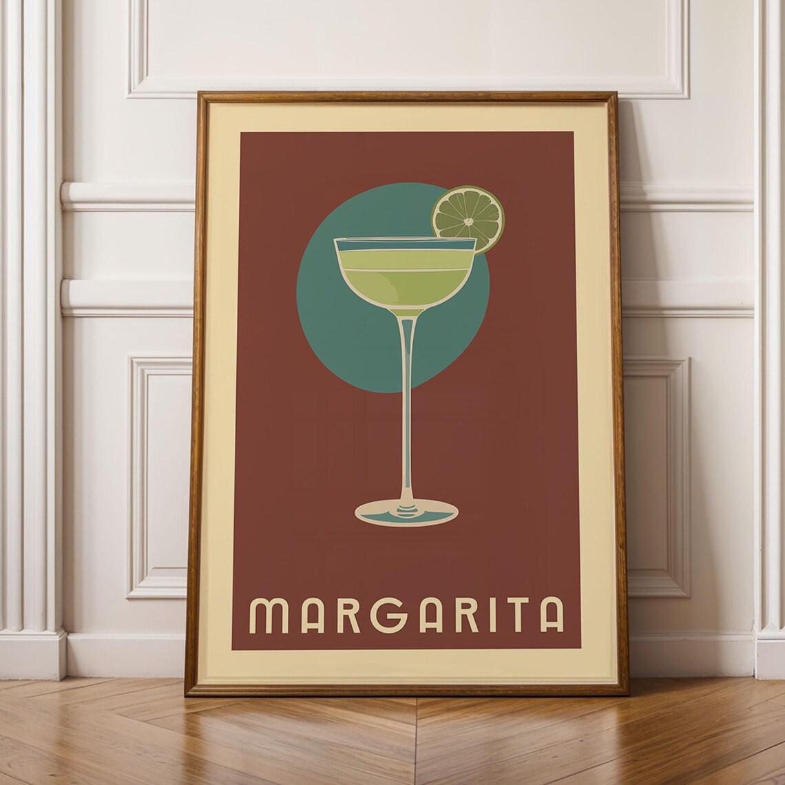 Margarita Cocktail Retro Bar Cart Art Vintage Drink Style Poster