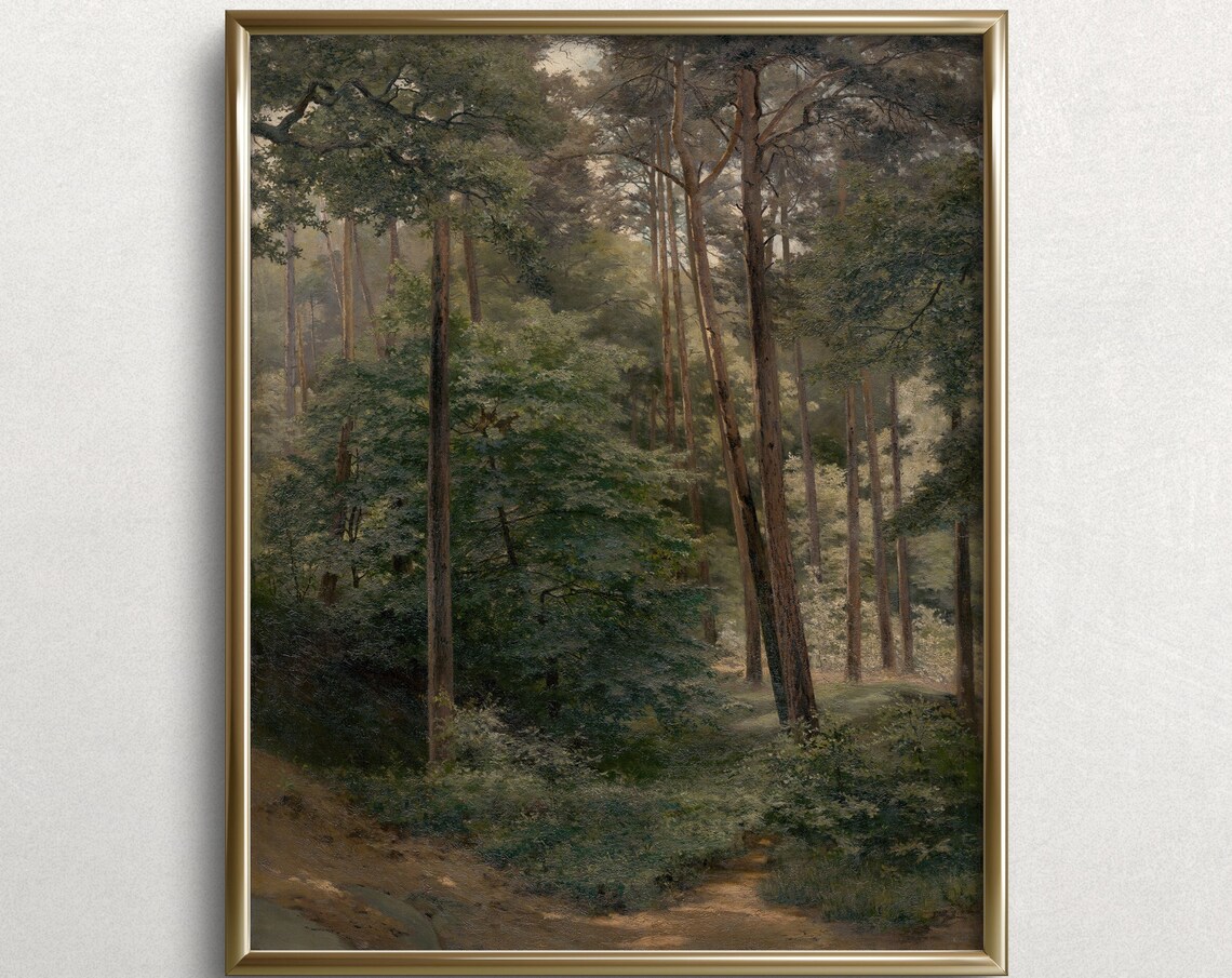 Alone In The Forest, Vintage Oregon Landscape Art Print