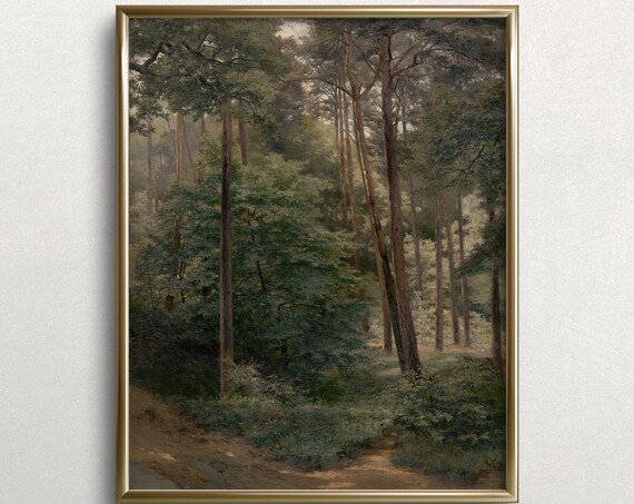 Alone In The Forest, Vintage Oregon Landscape Art Print