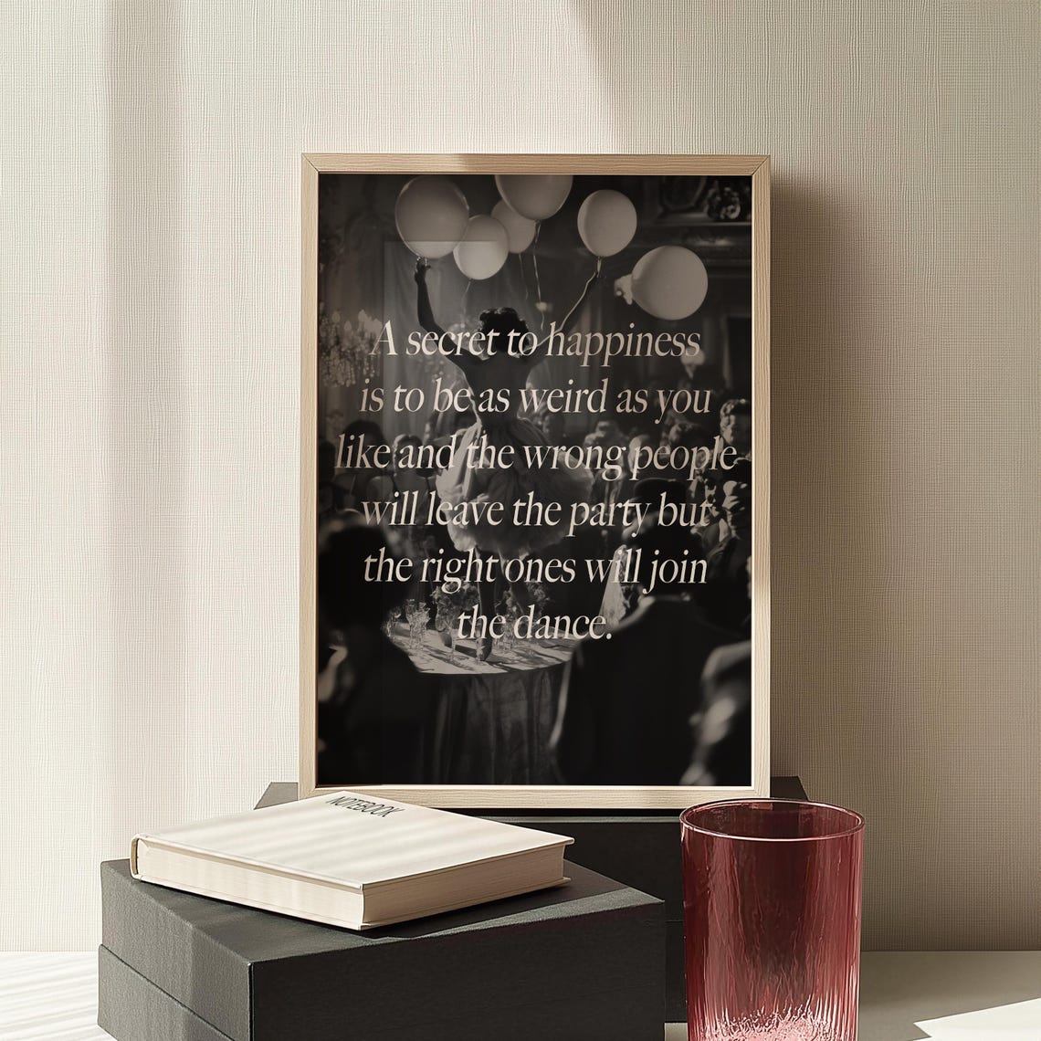 Happiness Quote Poster Inspirational Typography Art Print