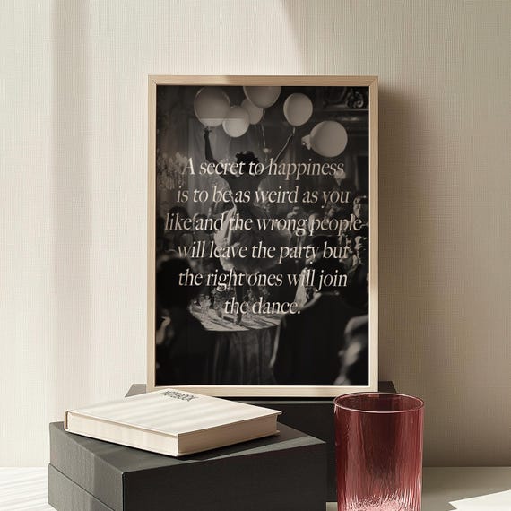 Happiness Quote Poster Inspirational Typography Art Print