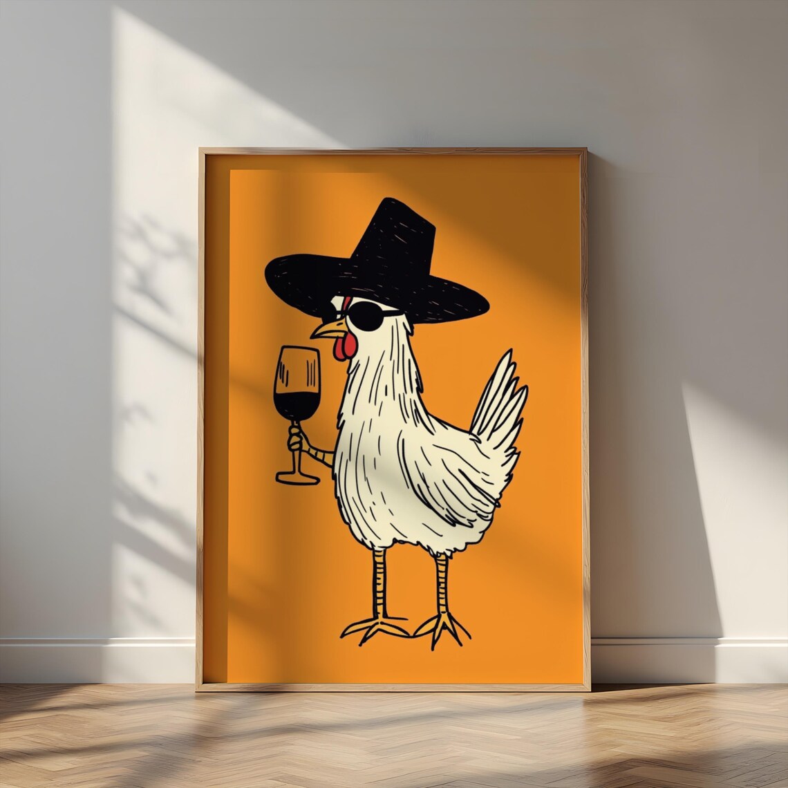 Drunk Chicken Funny Rooster Abstract Art Print