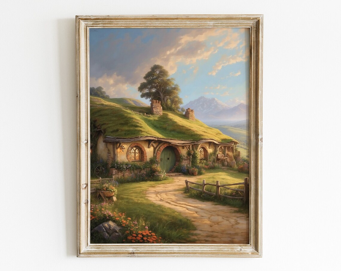 Fantasy House in the Shire, Magical Landscape Art Print