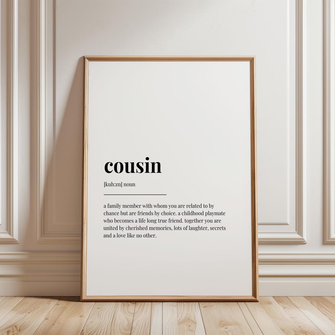Cousin Definition Meaningful Family Friendship Quote Gift Print