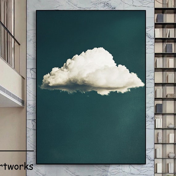 Modern White Cloud Wall Art Large Cloudy Sky Painting Minimalist Wall Art Hand Painted Cloud Painting Cloud Art Nature Wall Decor