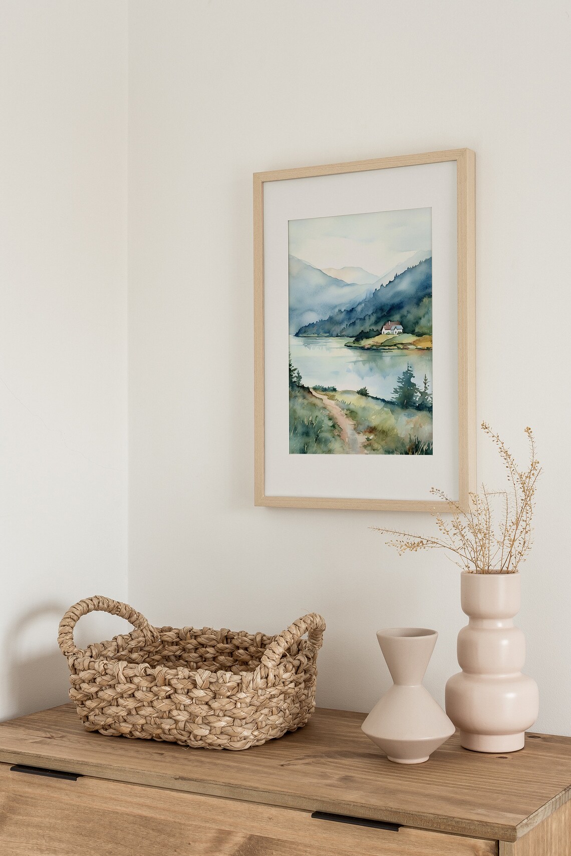Maroon Lake Watercolor Mountain Lake Art Print - Image 2