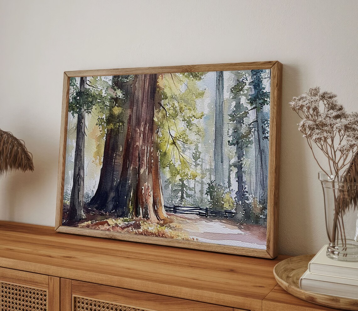 Redwood National Park Watercolor Art Print - Image 4