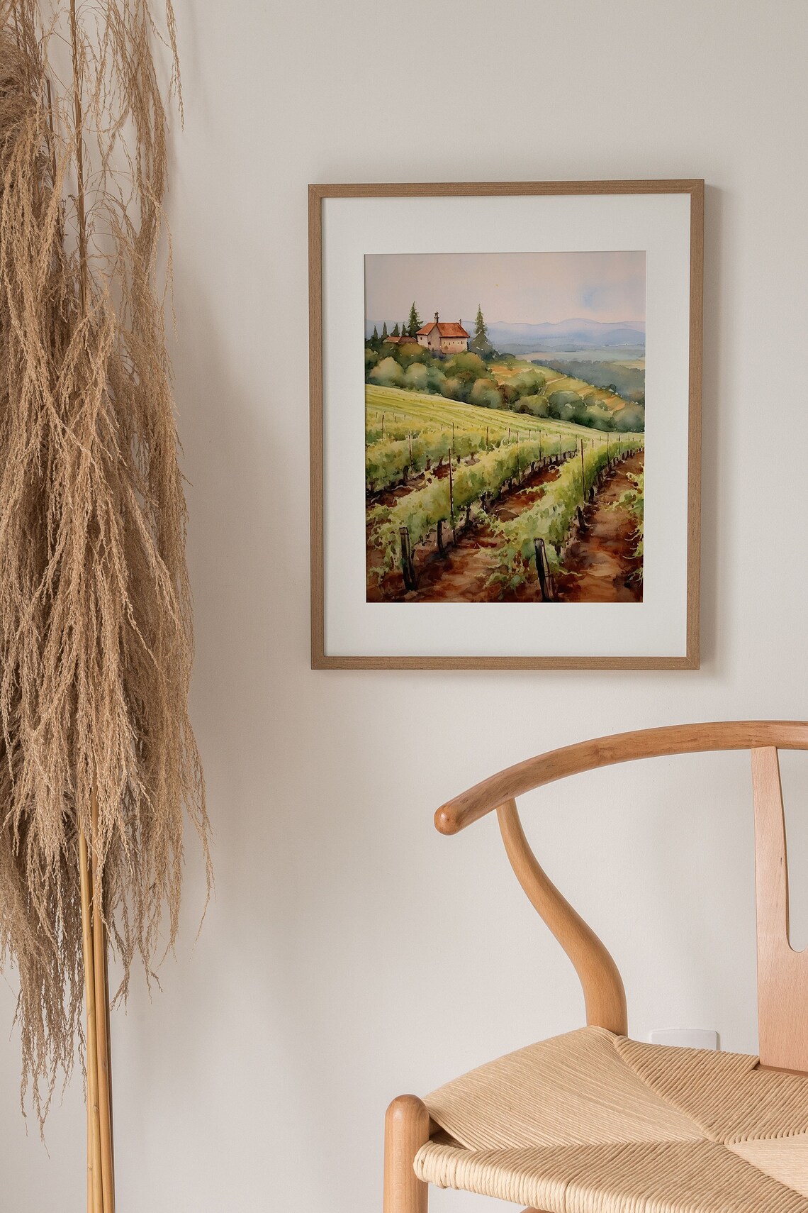 Tuscany Vineyard Watercolor Art Print, Italian Landscape - Image 3