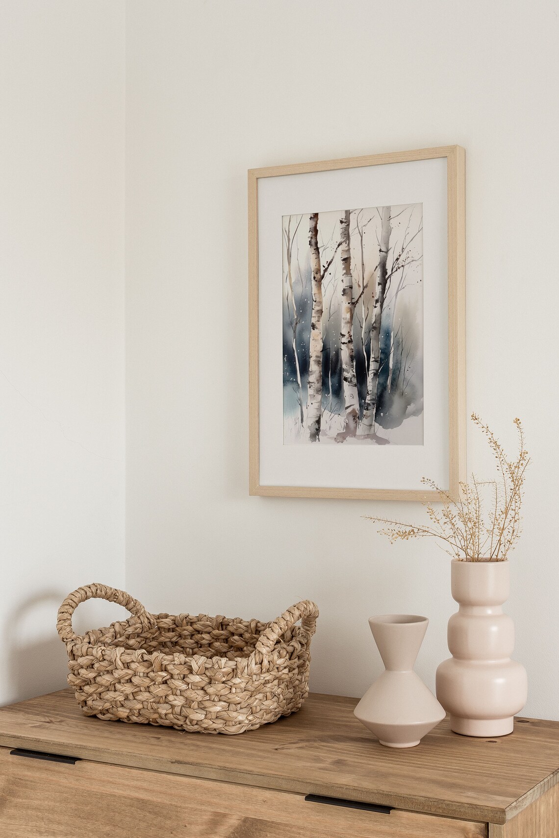 Snowy Birch Tree Watercolor Art Print, Aspen Forest - Image 4