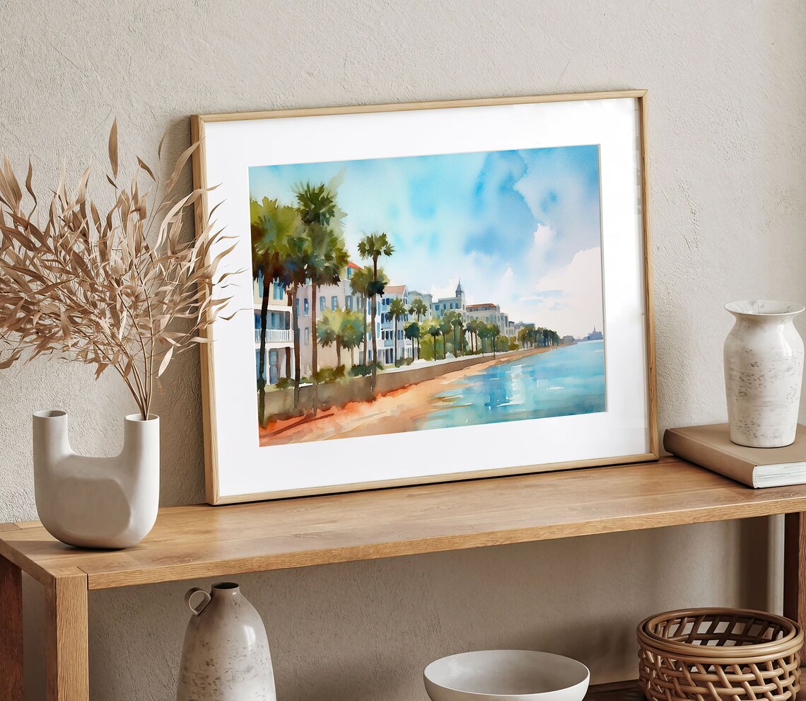 Charleston Beach Watercolor Art Print, South Carolina Coast - Image 5