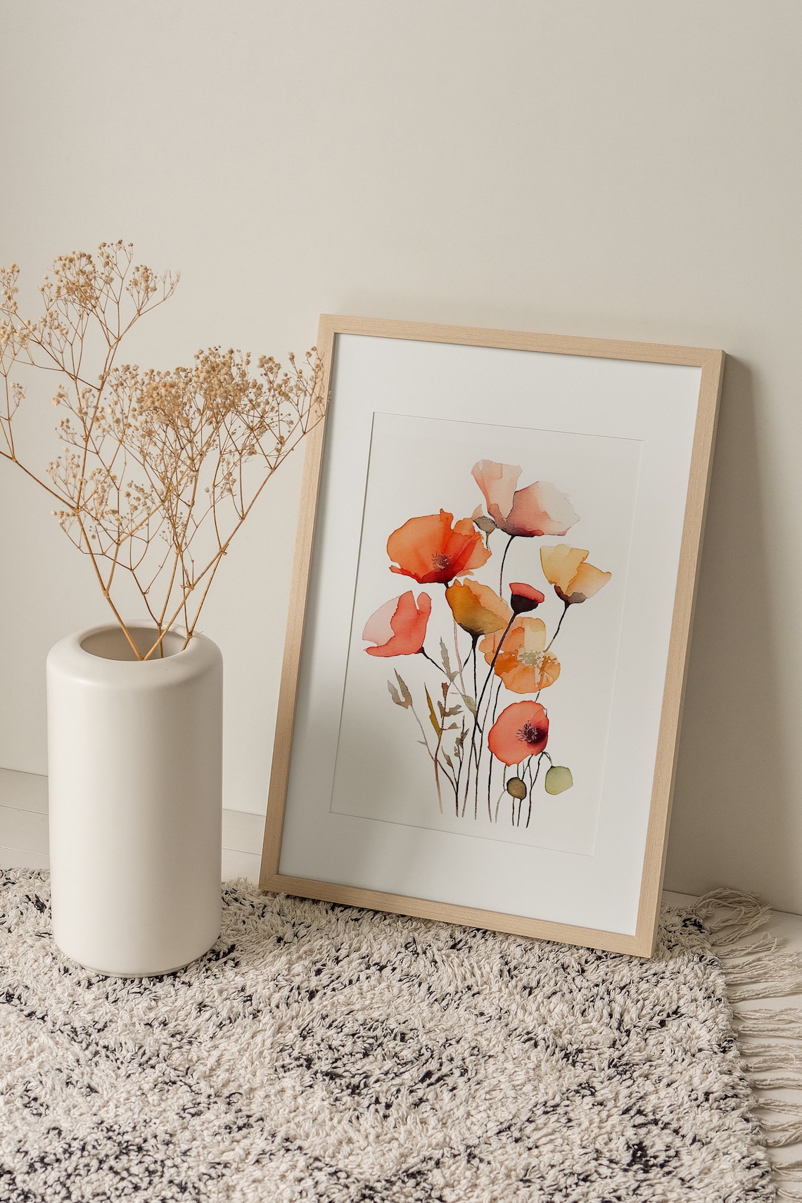 Poppies Watercolor Art Print, Farmhouse Floral Decor - Image 2