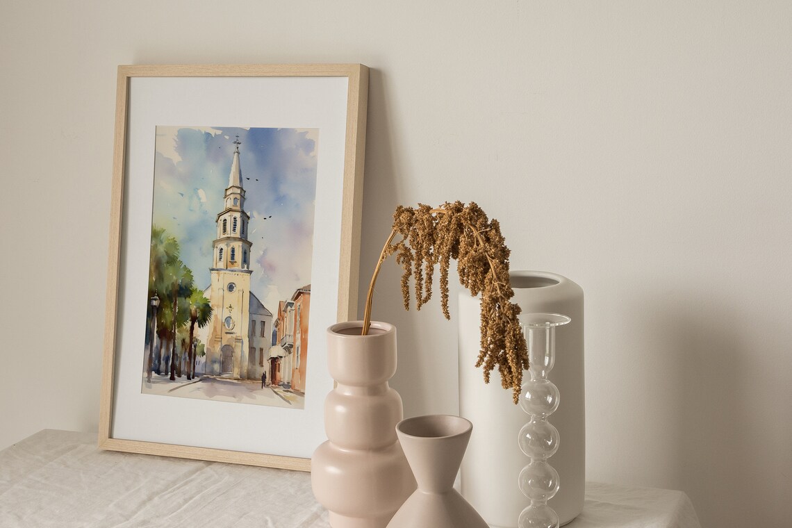 St Michaels Church Watercolor Charleston Art Print - Image 3
