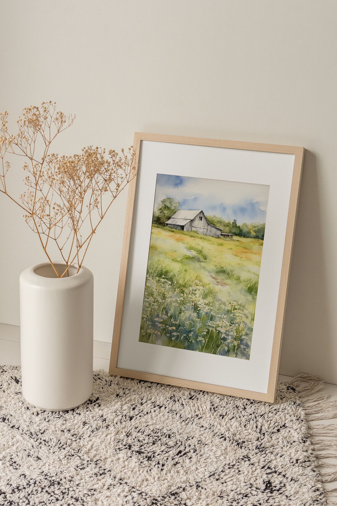 Door County Farm Landscape Watercolor Art Print - Image 4