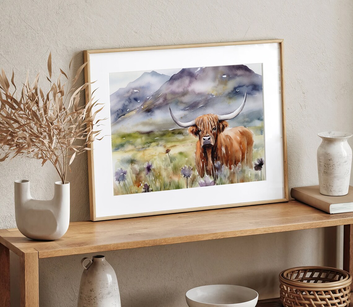 Highland Cow Watercolor Art Print, Isle Of Skye - Image 2