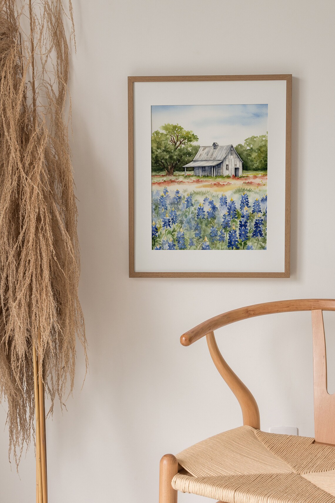 Bluebonnets Painting Rustic Farm Landscape Art Print - Image 5