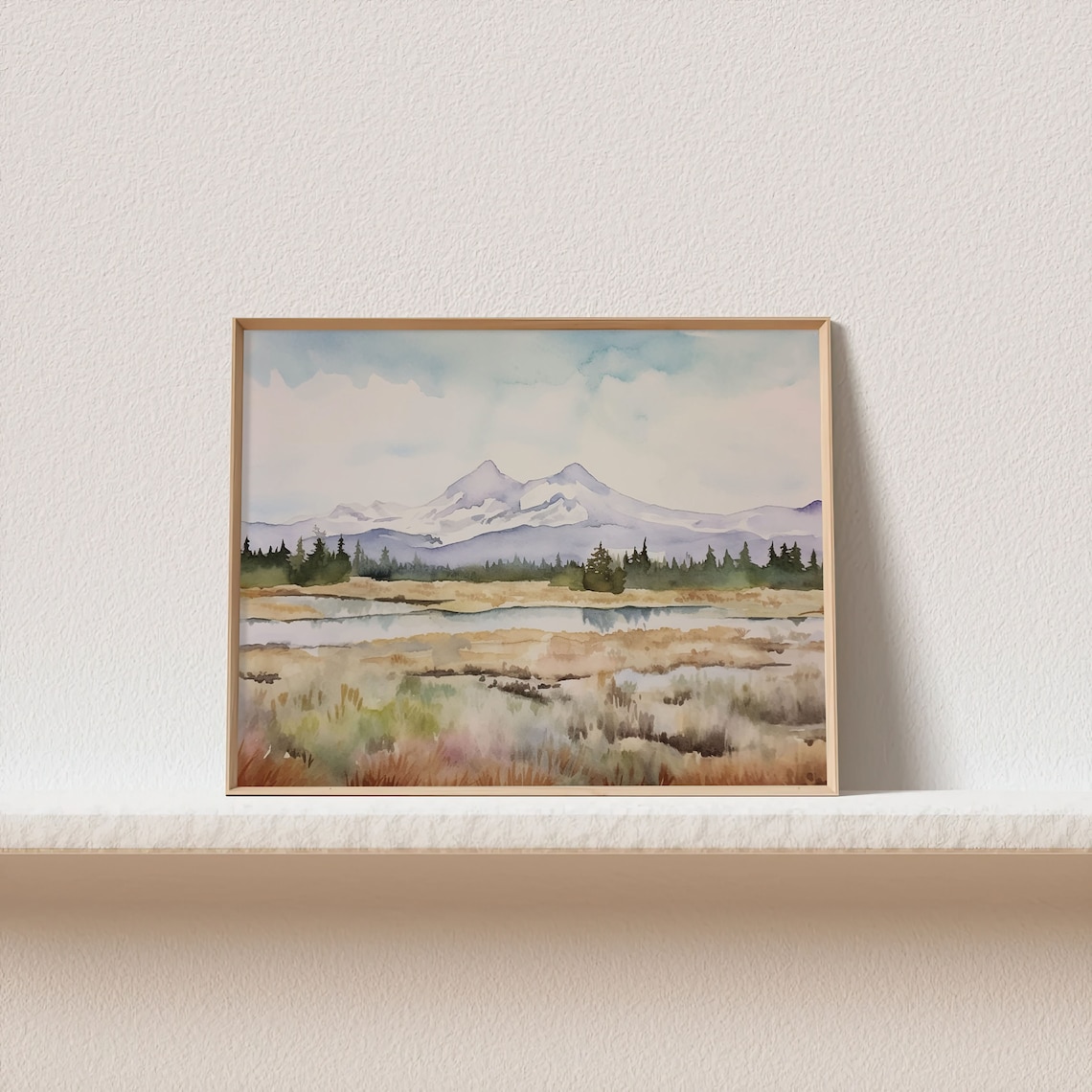 Three Sisters Mountains, Oregon Watercolor Art Print - Image 4
