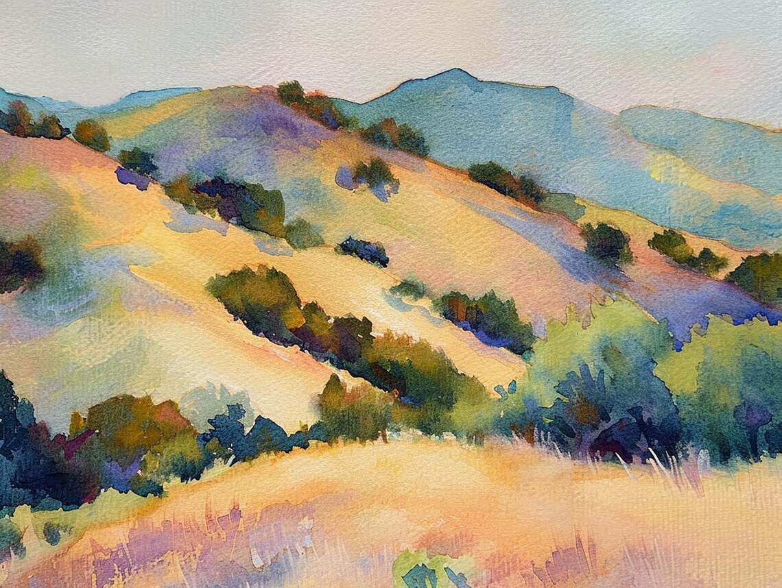 San Luis Obispo Watercolor Landscape Art Print