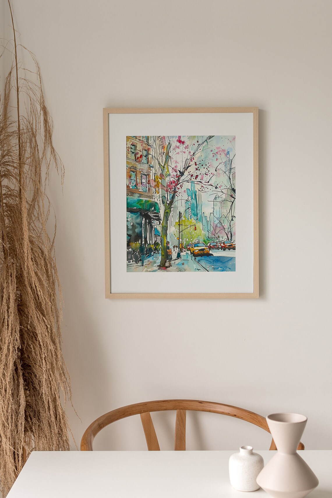 Manhattan Watercolor Art Print, NYC Street Scene - Image 4