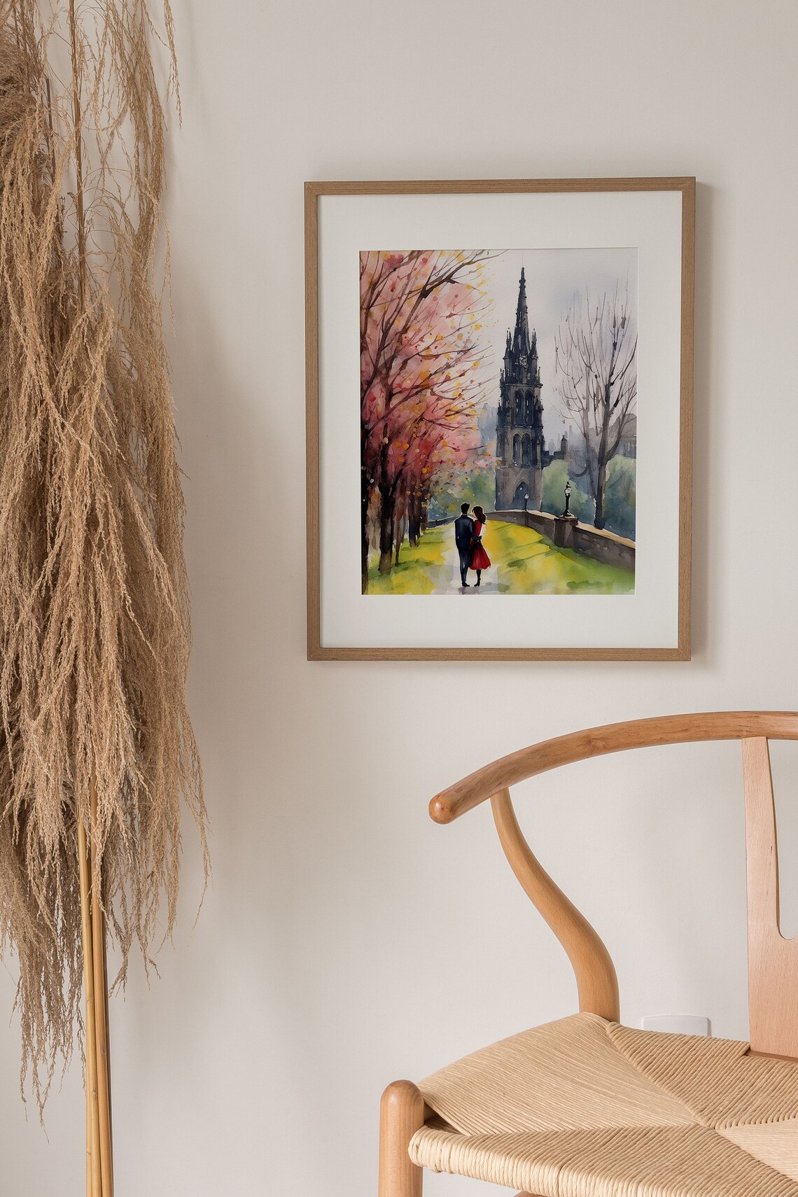 Edinburgh Couple Watercolor Art Print, Scottish Cityscape - Image 5