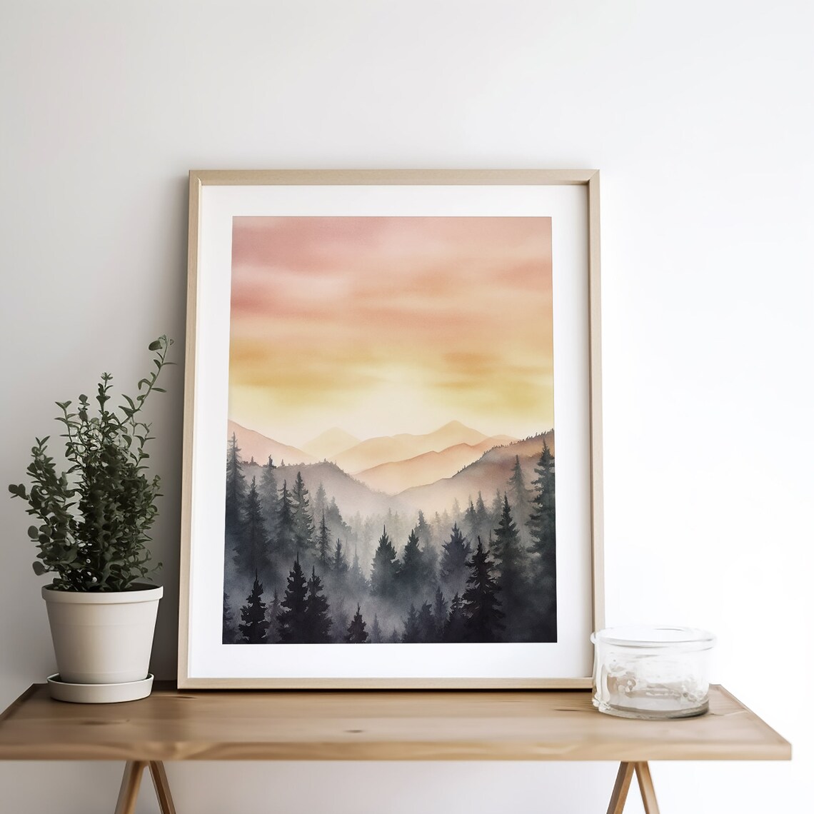 Smoky Mountains Watercolor Mountain Valley Art Print - Image 5