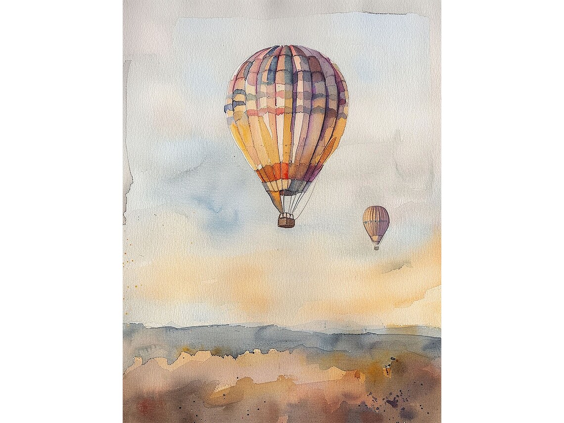 Temecula Valley Hot Air Balloon Watercolor Art Print