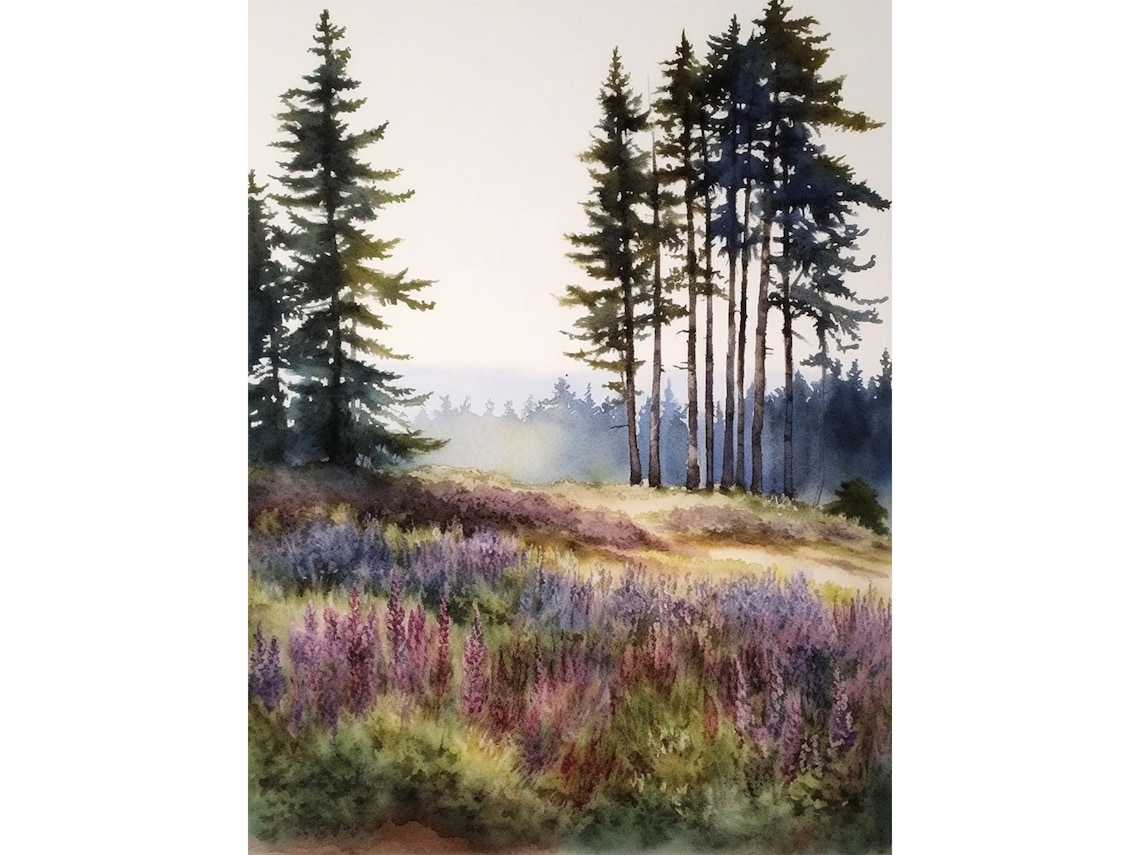 Lupine Print, Oregon Wildflowers Watercolor Art Print