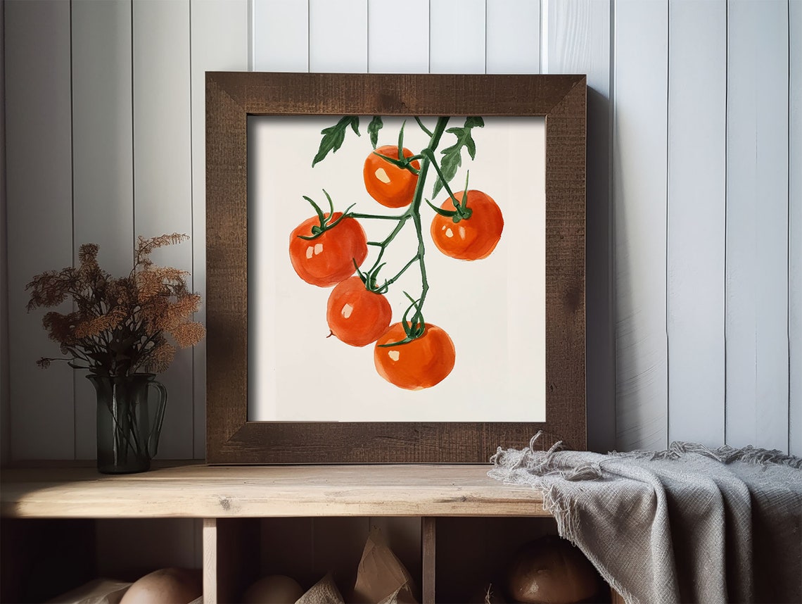 Vine Ripened Red Tomatoes in Bold Watercolor Botanical Poster - Image 2
