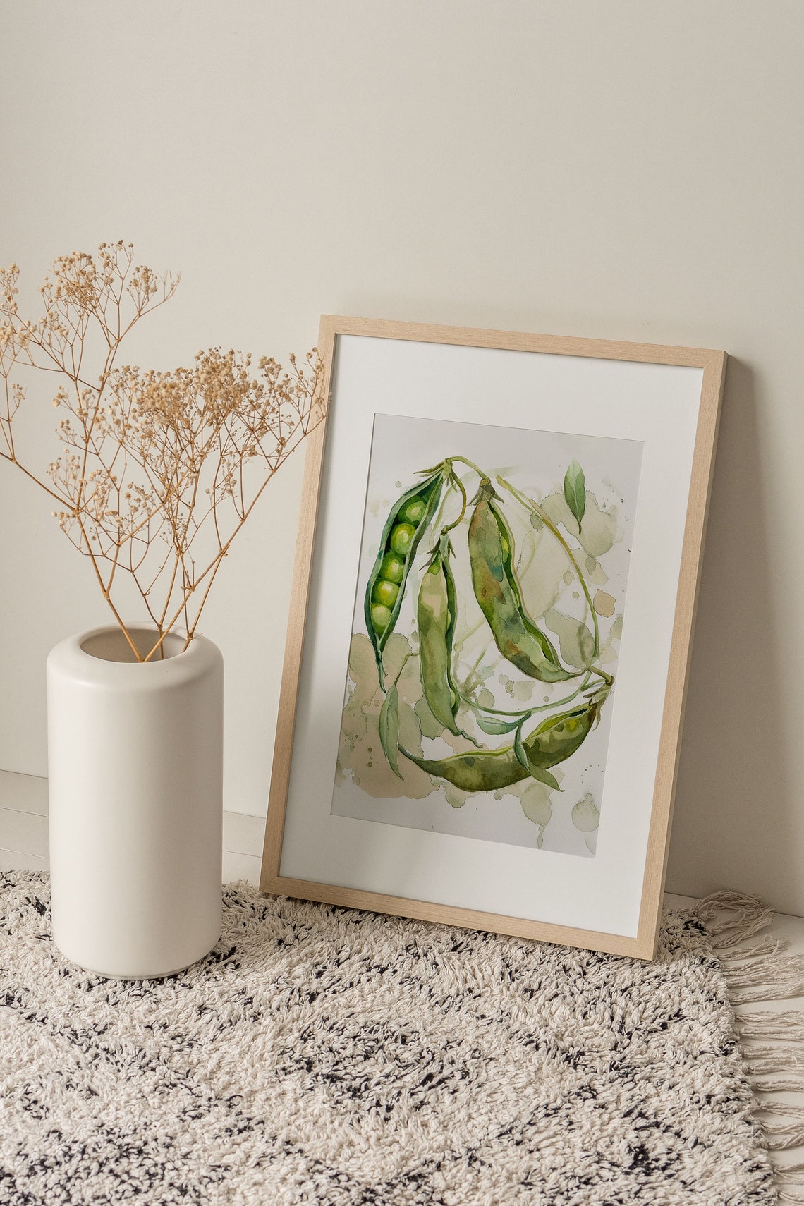 Watercolor Pea Pods Botanical Illustration Poster for Kitchen Decor - Image 3