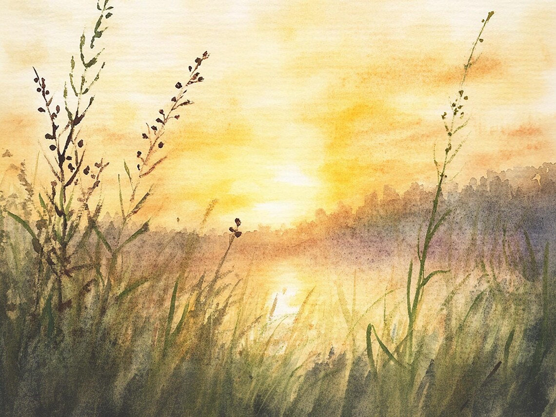 Sacramento River Watercolor Minimalist Landscape Print