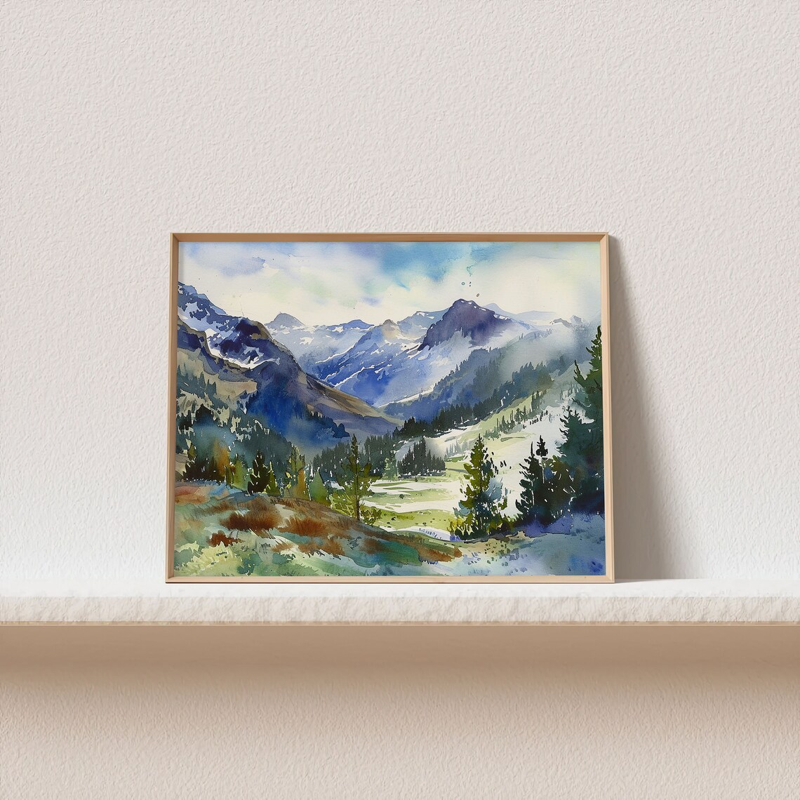 Rocky Mountains Watercolor Art Print, Wyoming - Image 2