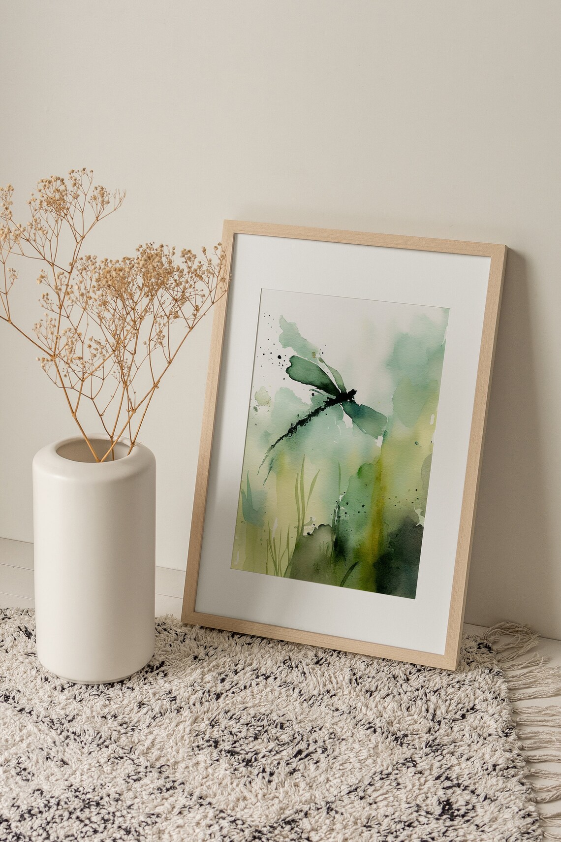 Dragonfly Watercolor Meadow Painting, Botanical Art Print - Image 4