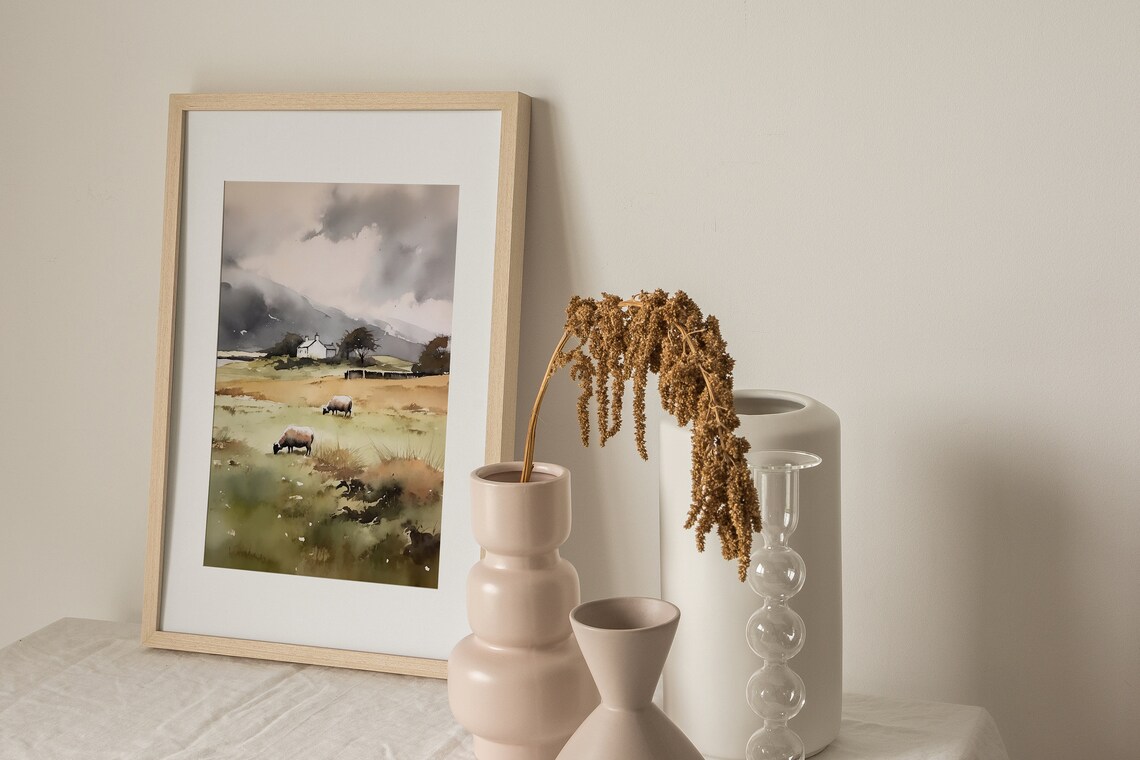 Glencoe Scottish Farm Watercolor Print, Farmhouse - Image 3