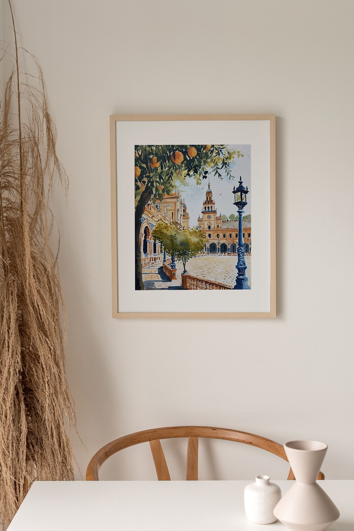 Seville Plaza de Espana Watercolor Travel Poster - Image 3