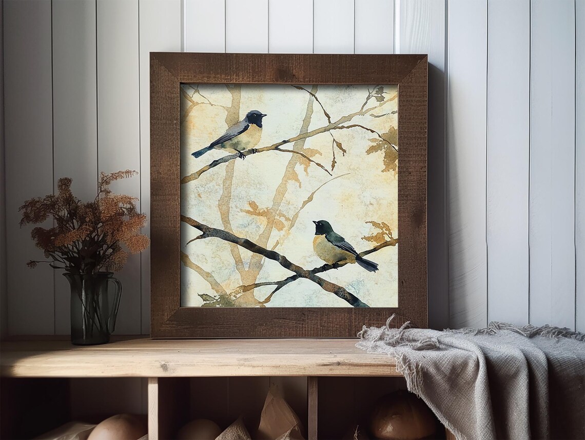 Birds Painting Bird On Branch Watercolor Art Print - Image 3