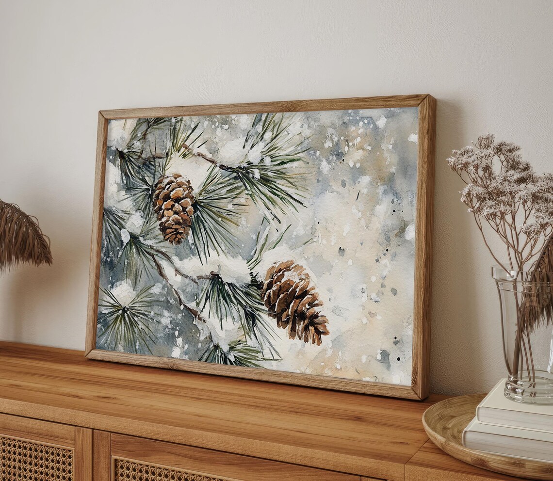 Pine Cone Painting Watercolor Evergreen Art Print - Image 5