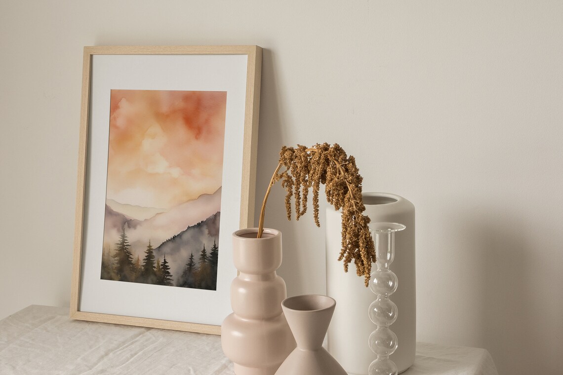 Great Smoky Mountains Painting Sunset Wall Art Print - Image 4