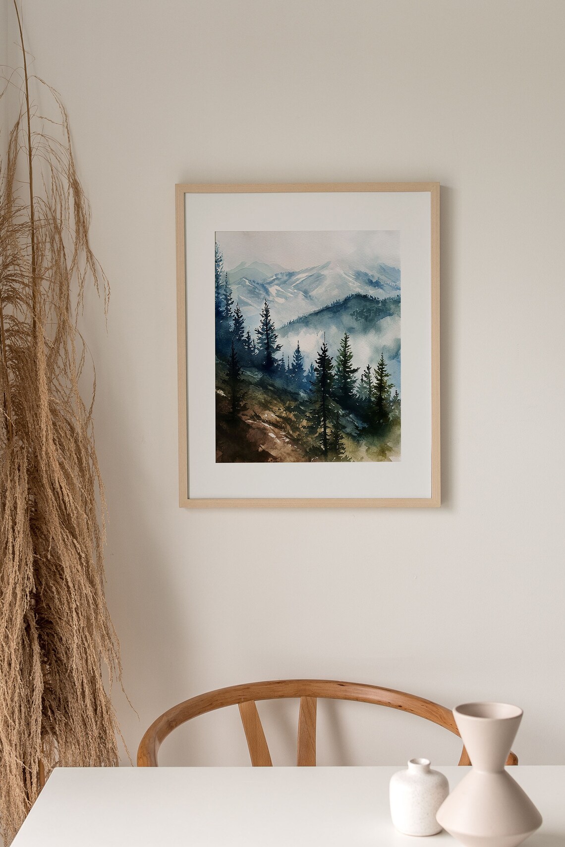 Pine Forest Blue Ridge Mountains Watercolor Art Print - Image 5