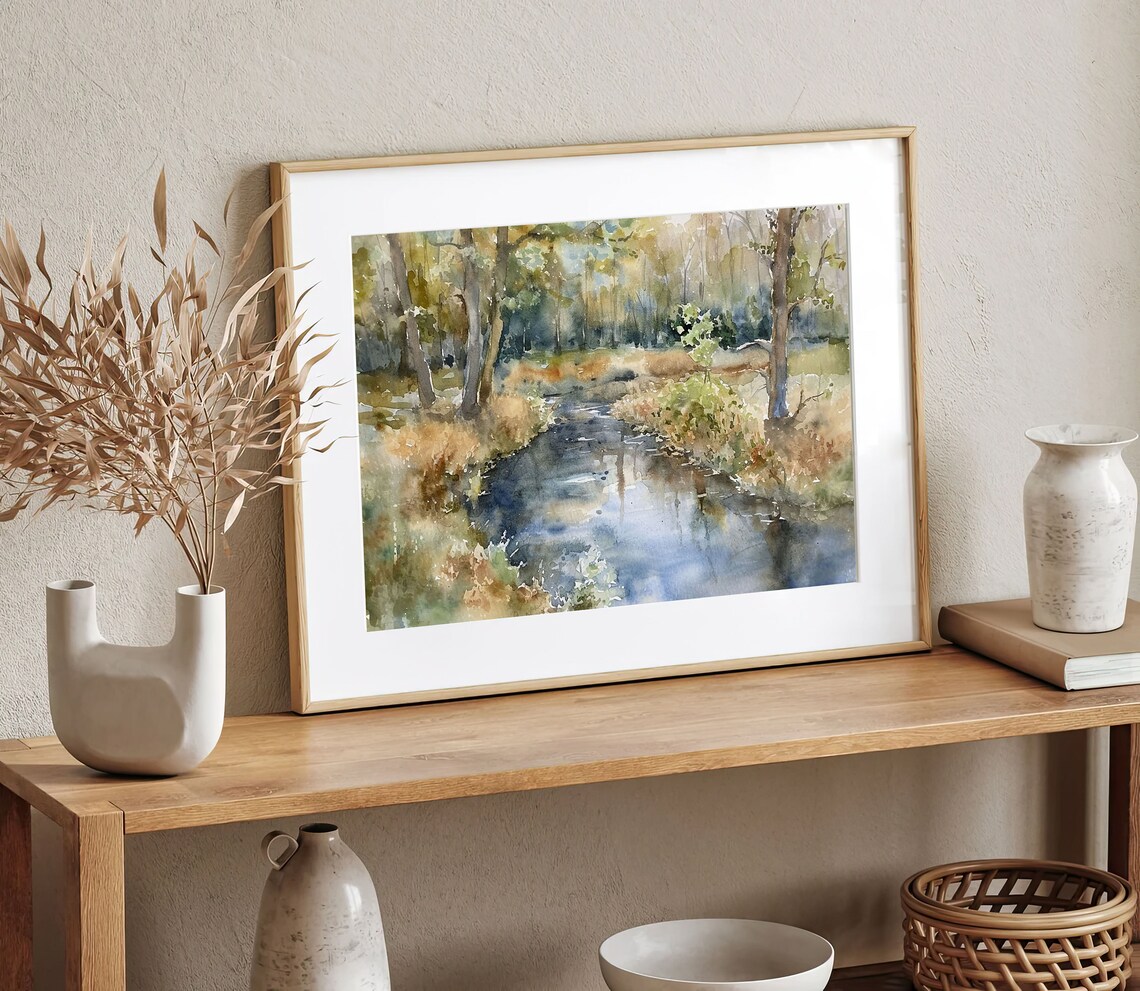 Spring Creek Painting, Forest Watercolor Art Print - Image 5