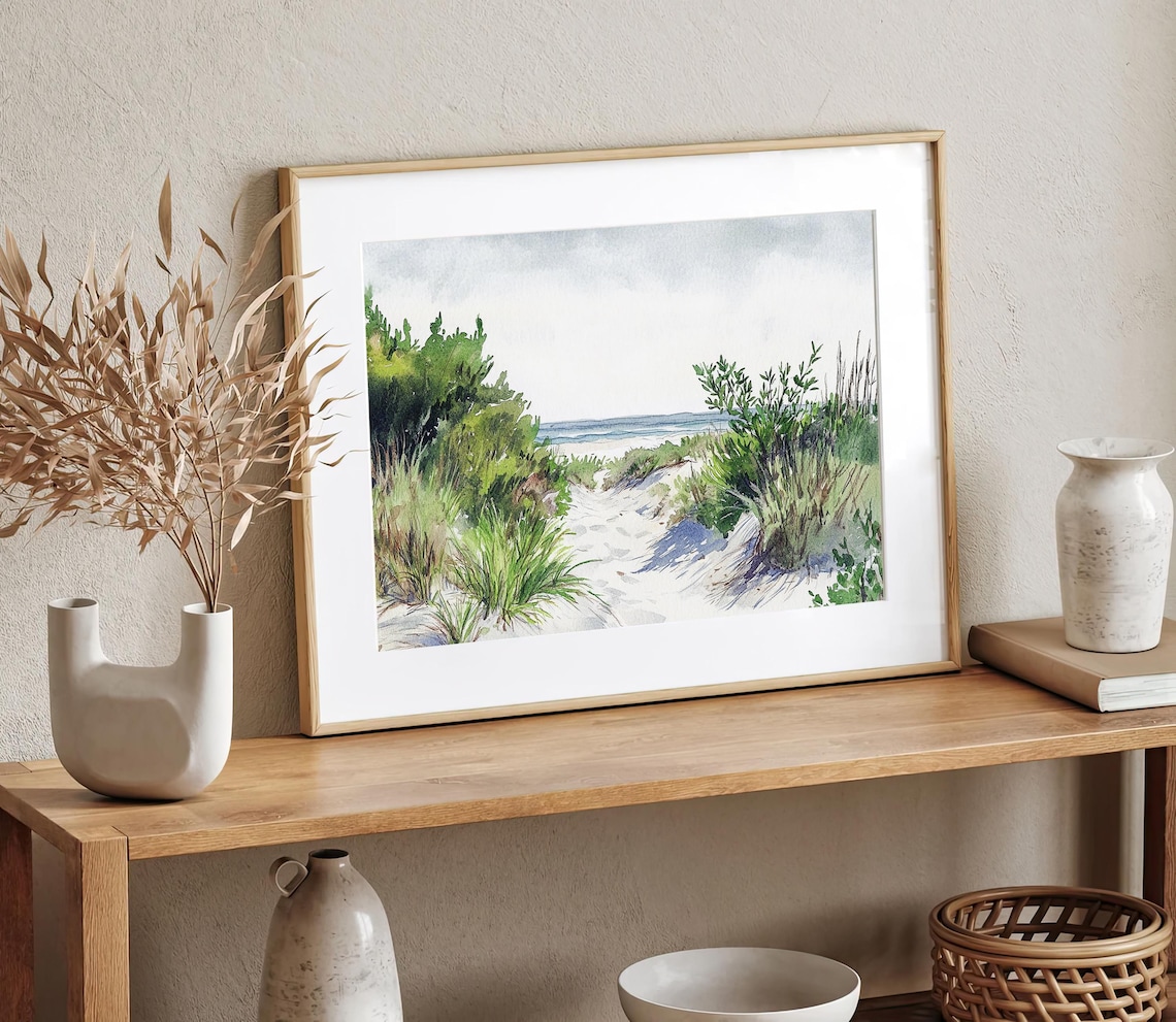 Coastal Dunes Watercolor Art Print, South Carolina - Image 2