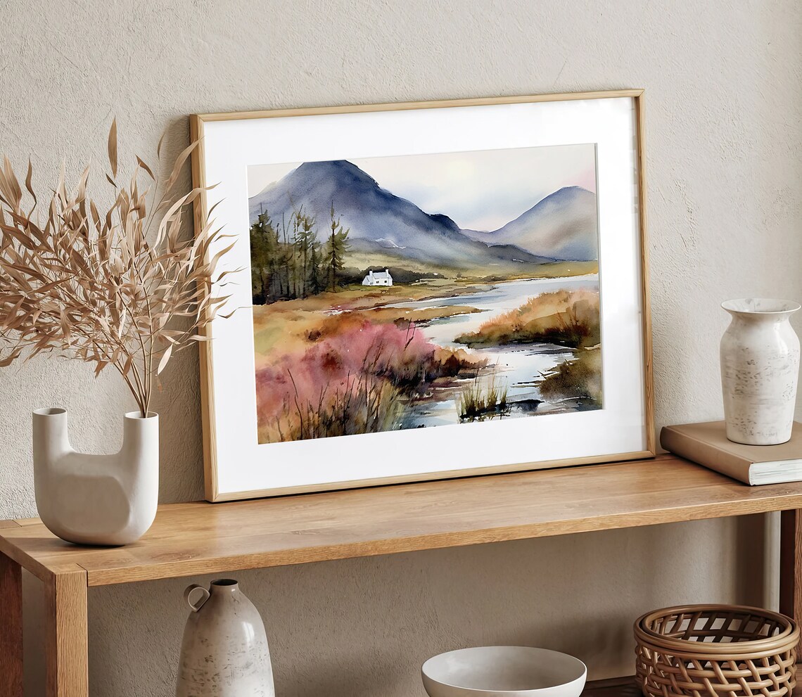 Scottish Borders Watercolor Landscape Art Print - Image 2