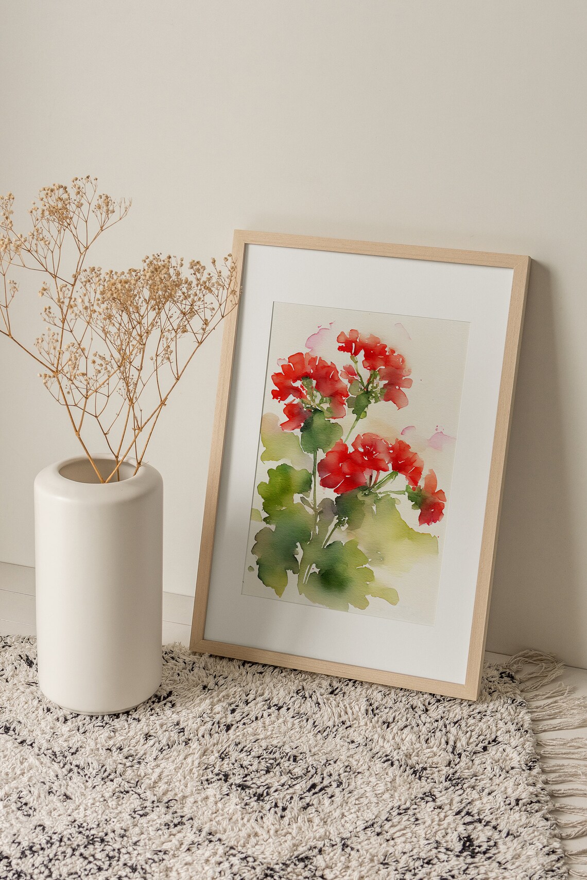 Geranium Watercolor Floral Art Print, Farmhouse Decor - Image 2