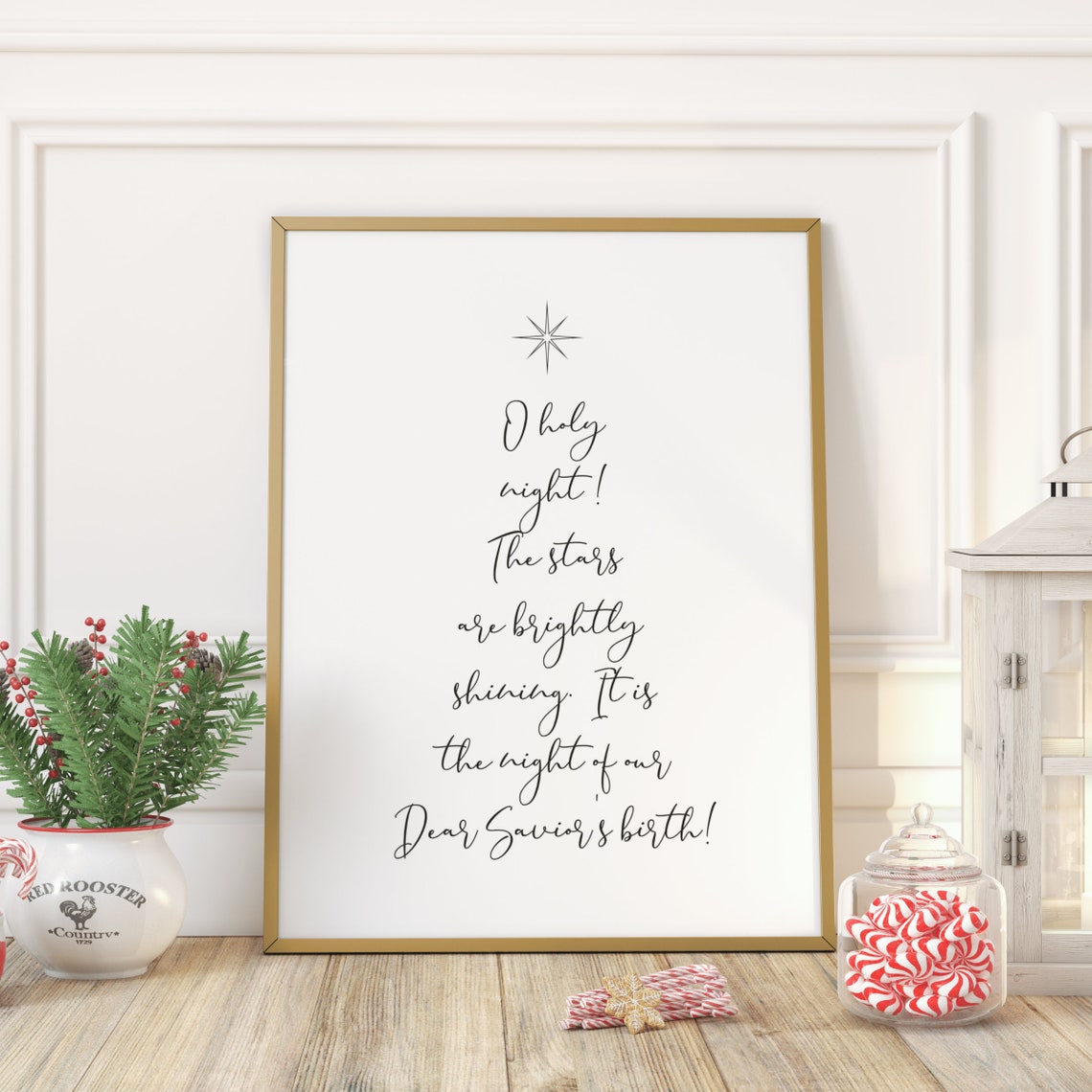 O Holy Night Christmas Quote Poster Minimalist Holiday Scripture Decor