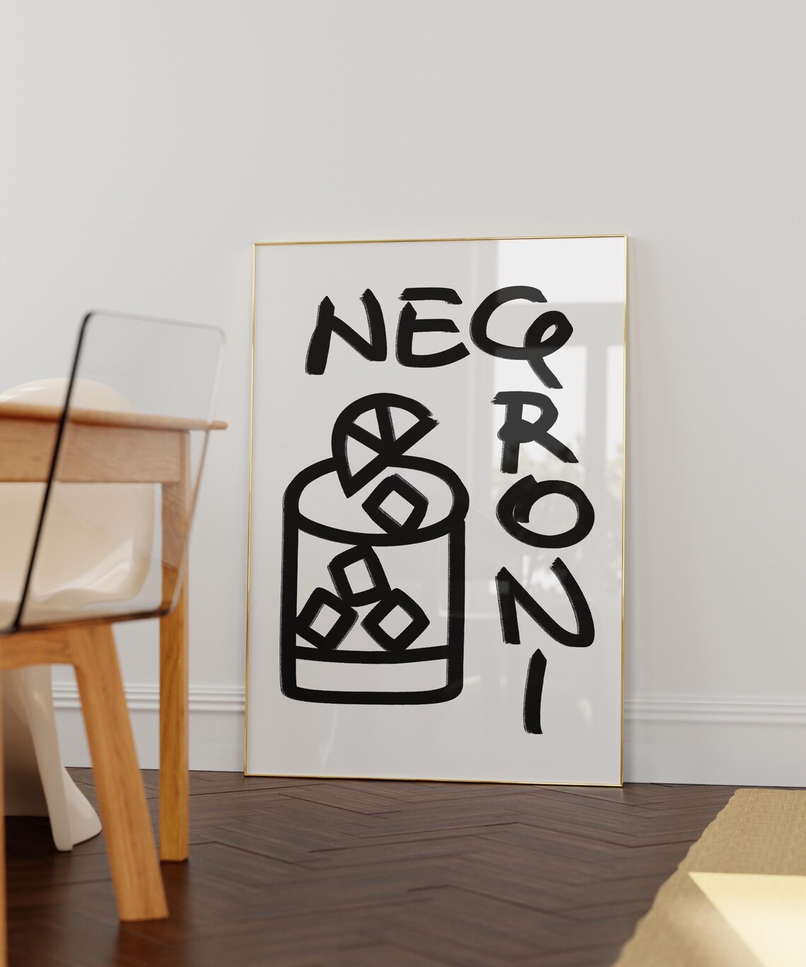 Negroni Abstract Hand-Drawn Kitchen Bar Art Print - Image 3