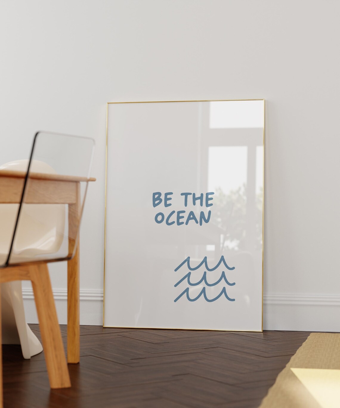 Ocean Beach Wall Art, Blue Sea Wave Print